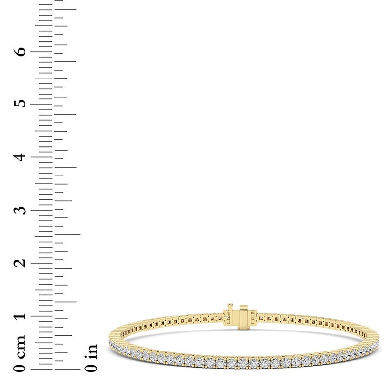 3 Cttw Four Prong Classic Tennis Bracelet in 14K Yellow Gold Over Sterling Silver