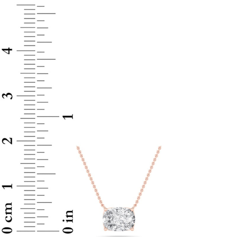 1CTW Elongated Cushion Shaped Lab Grown Diamond (F/VS) East West Solitaire Necklace in 14K Gold