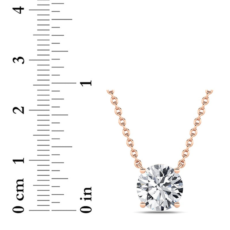 3CTW Round Shaped Lab Grown Diamond (F/VS) Solitaire Necklace in 14K Gold