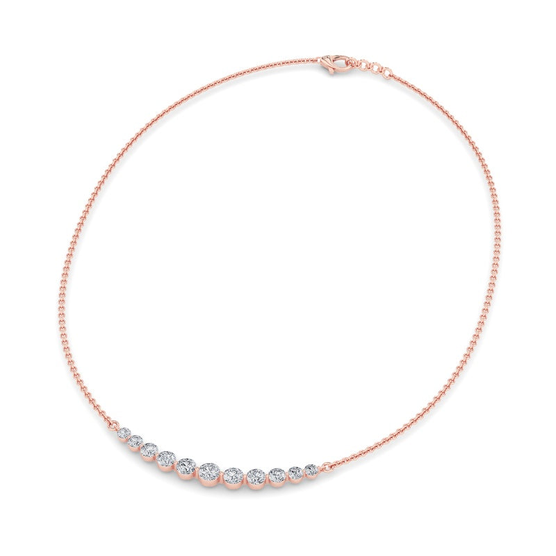 3CTW Round Shaped Lab Grown Diamond (F/VS) Graduating half Necklace in 14K Gold