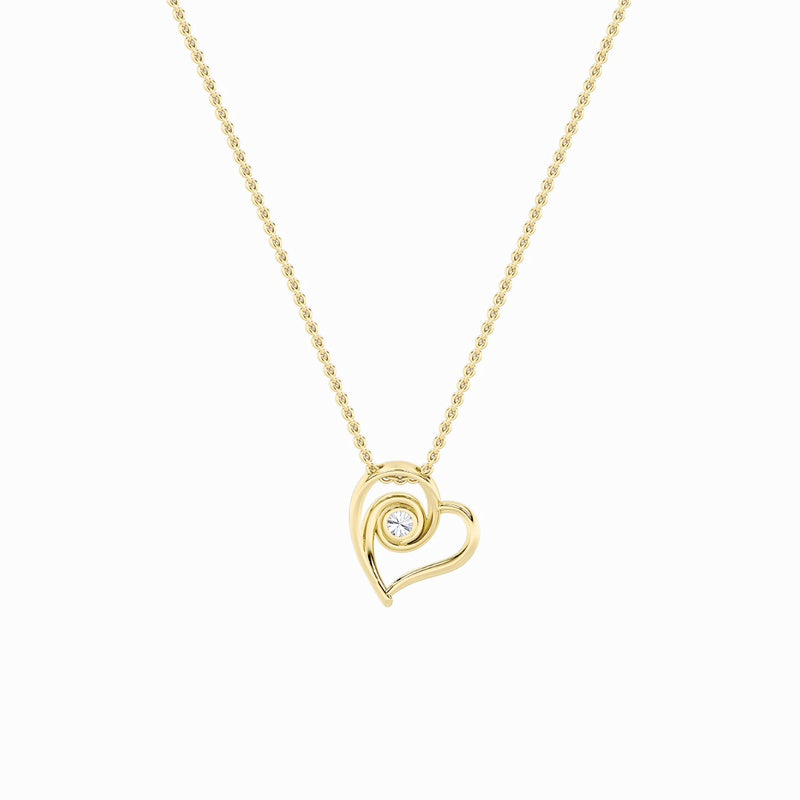 1CTW Round Shaped Lab Grown Diamond (F/VS) Heart Shaped Pendant in 14K Gold