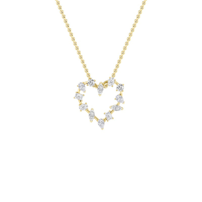 2.5CTW Emerald Shaped Lab Grown Diamond (F/VS) Heart Shaped Pendant in 14K Gold