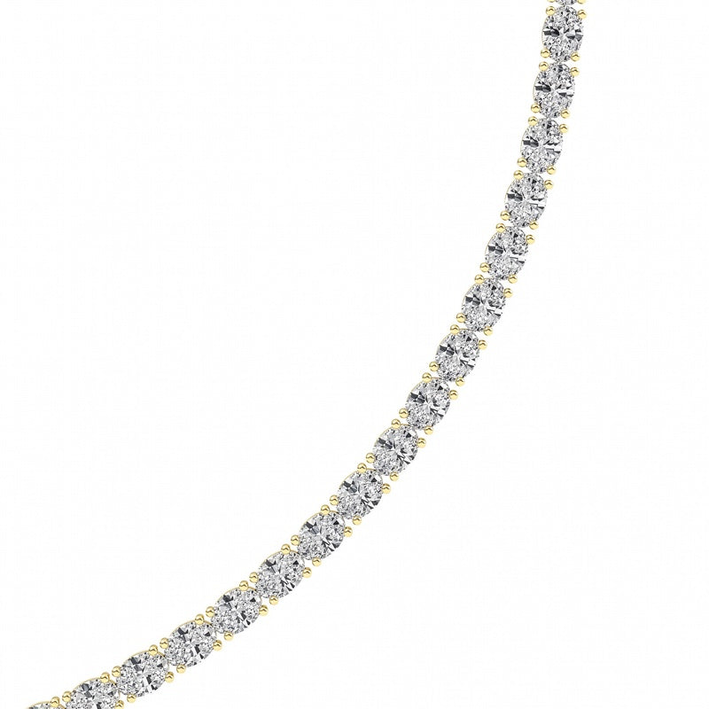 19CTW Oval Shaped Lab Grown Diamond Tennis Necklace in 14K Gold (F/VS)