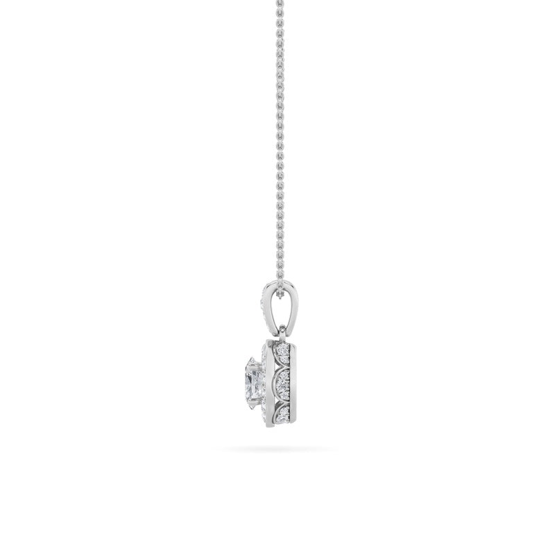 1.25CTW Oval Shaped Lab Grown Diamond (F/VS) Halo Pendant in 14K Gold