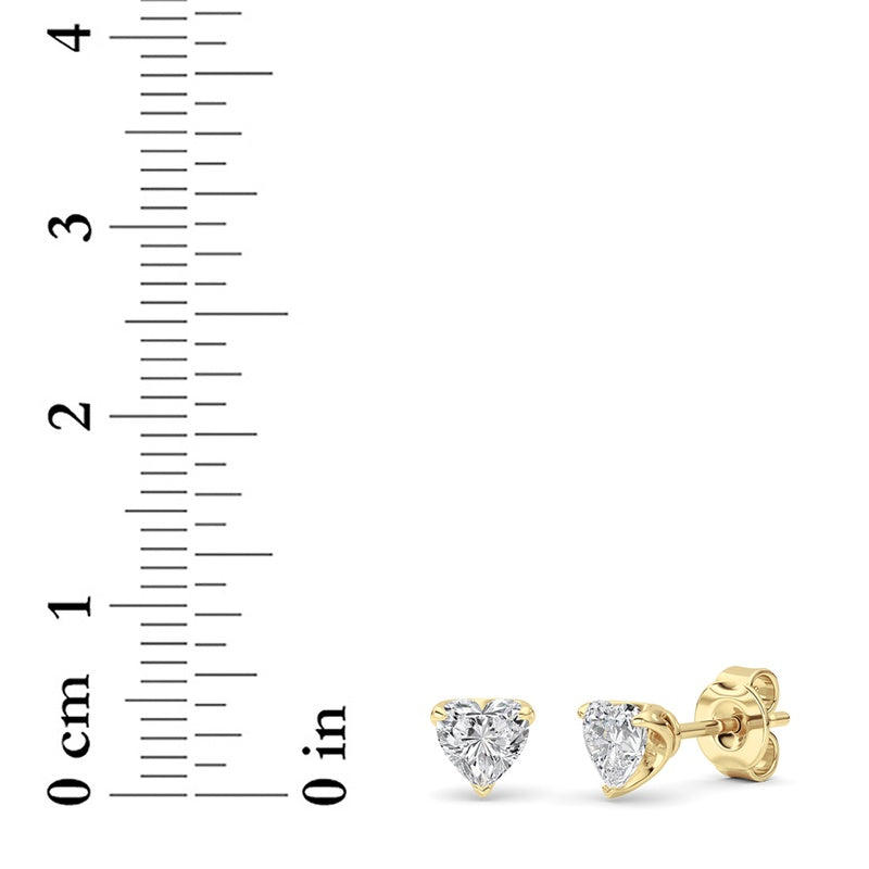 1CTW Heart Shaped Lab Grown Diamond (F/VS) Earring in Silver|14K White Gold