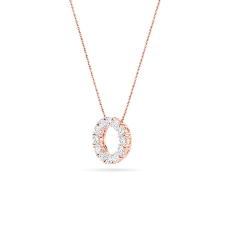 2CTW Round Shaped Lab Grown Diamond (F/VS) Circle Pendant in 14K Gold