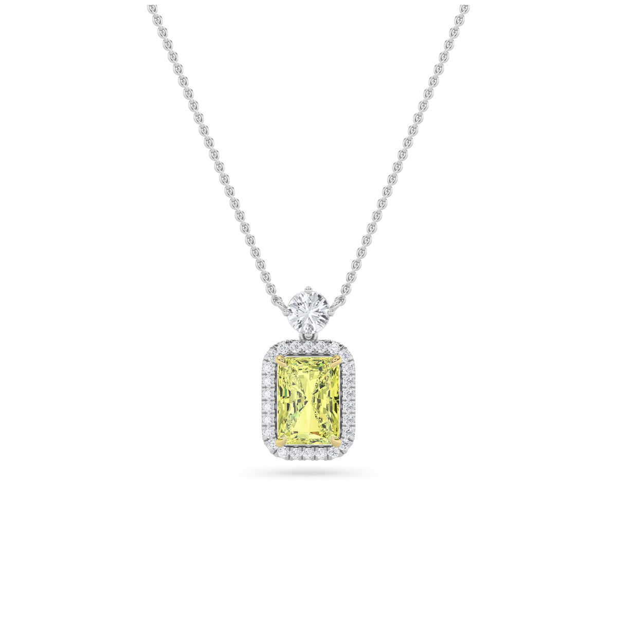 2.5 ct tw IGI Certified Radiant Lab-Grown Diamond Necklace in 14K Solid Gold - White/Yellow