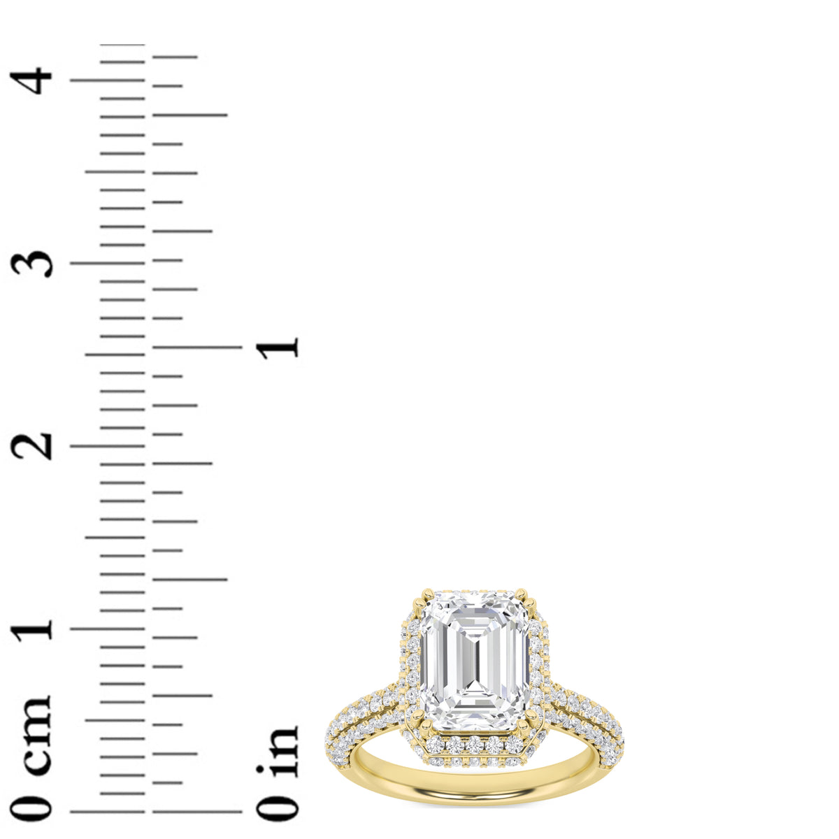 3 ct tw IGI Certified Emerald Lab-Grown Diamond Halo Accented Engagement Ring in 14K Solid Gold - Yellow