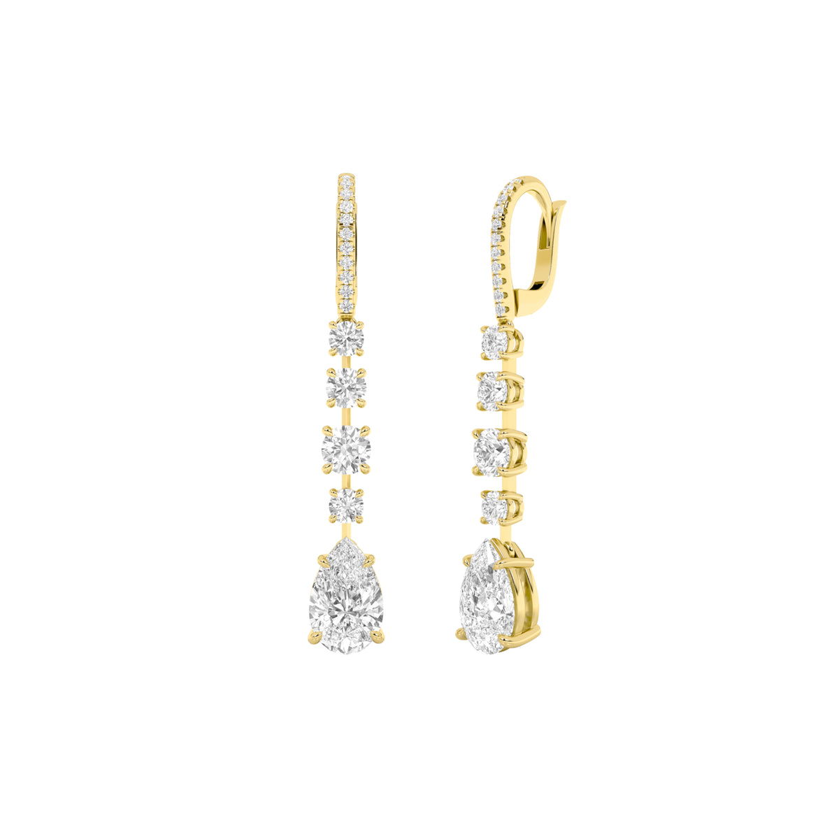 4.5 ct tw IGI Certified Pear Lab-Grown Diamond Dangle Earrings in 14K Solid Gold - Yellow