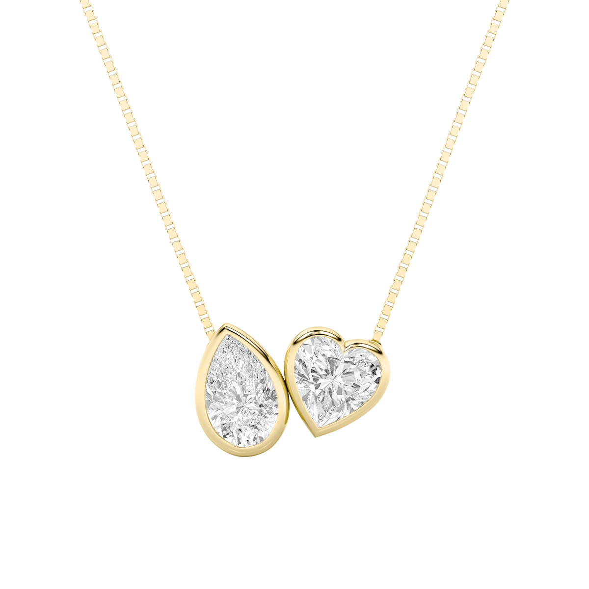 2 ct tw IGI Certified Multi-Shape Lab-Grown Diamond Heart Necklace in 14K Solid Gold - Yellow