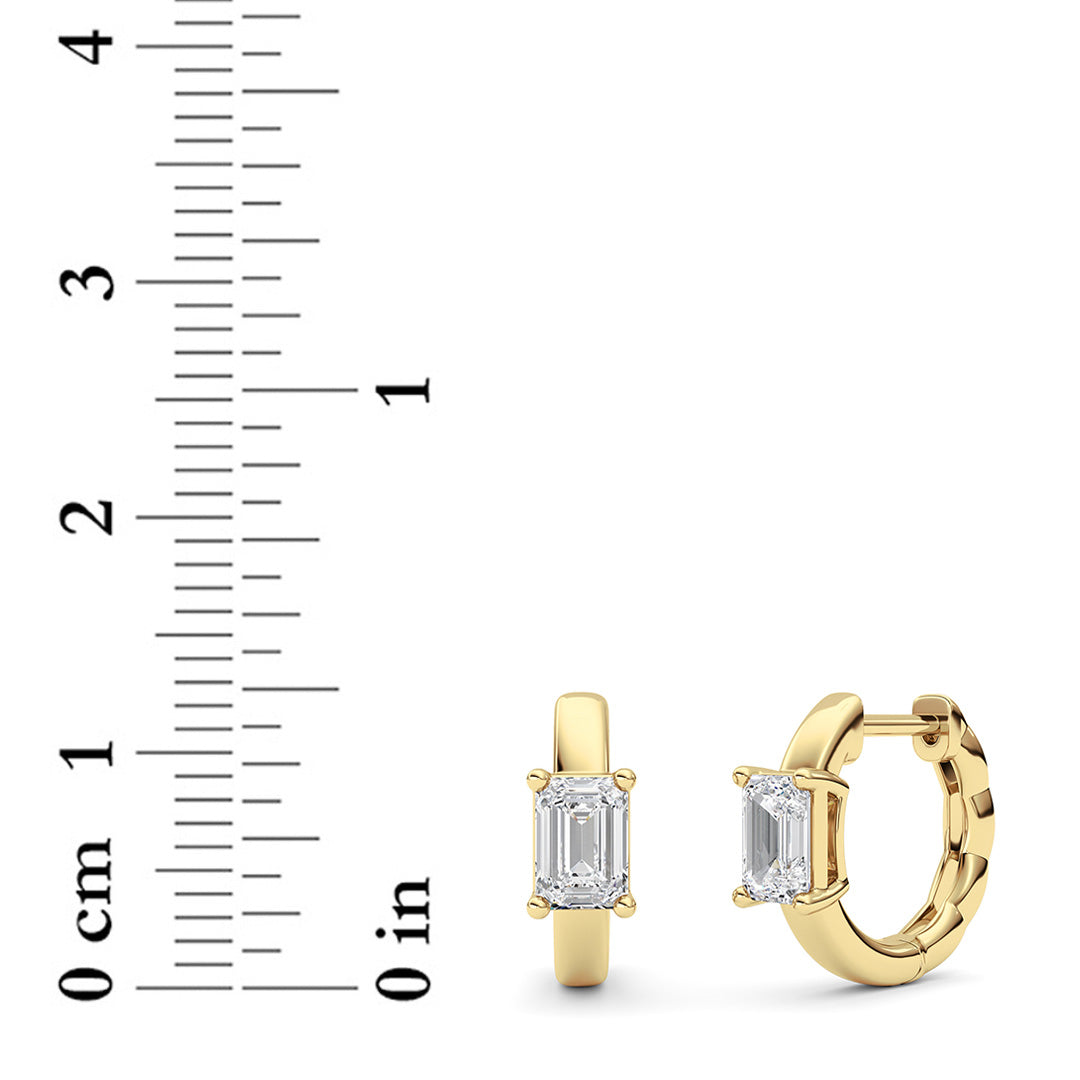 1 ct tw IGI Certified Emerald Lab-Grown Diamond Huggie Earrings in 14K Solid Gold - Yellow