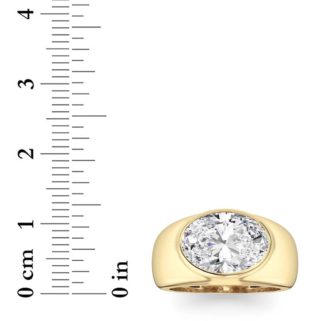 3 ct tw IGI Certified Oval Lab-Grown Diamond Ring in 14K Solid Gold - Yellow