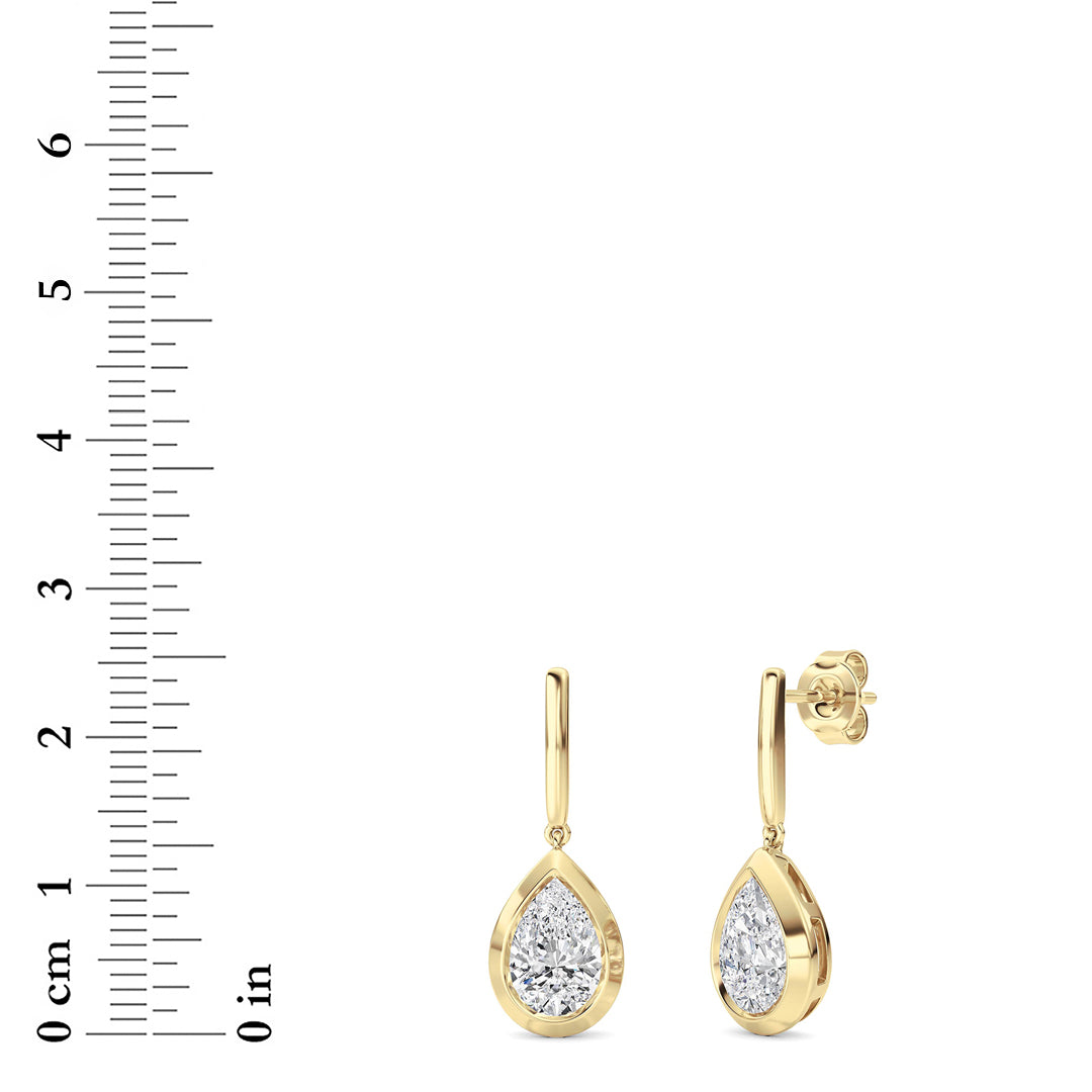 2 ct tw IGI Certified Pear Lab-Grown Diamond Earrings in 14K Solid Gold - Yellow