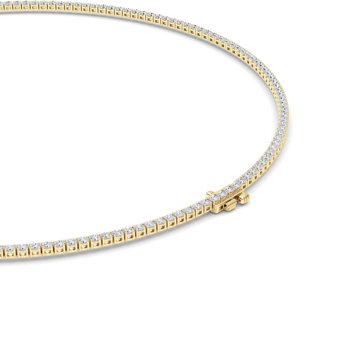 10 ct tw IGI Certified Round Lab-Grown Diamond Round Brilliant Tennis Necklace in 14K Gold over Sterling Silver - Yellow