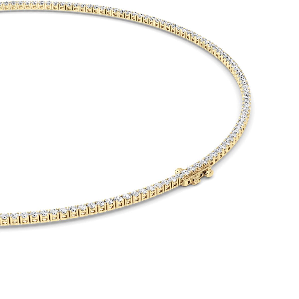 7 ct tw IGI Certified Round Lab-Grown Diamond Round Brilliant Tennis Necklace in 14K Gold over Sterling Silver - Yellow
