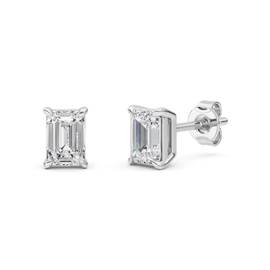 1 ct tw IGI Certified Emerald Lab-Grown Diamond Stud Earrings in 14K Gold over Sterling Silver - White
