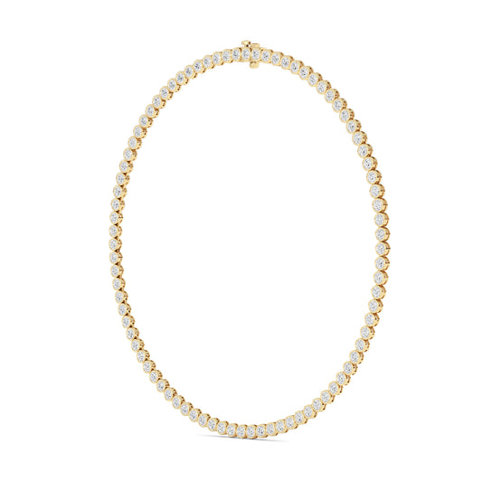 10 ct tw IGI Certified Round Lab-Grown Diamond Bezel Set Tennis Necklace in 14K Solid Gold - Yellow