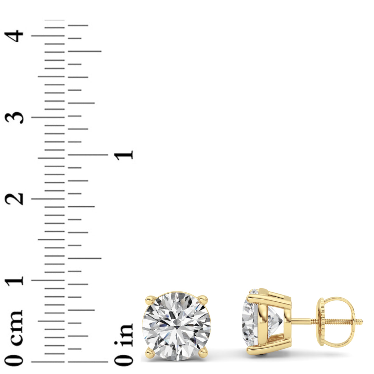 5 ct tw IGI Certified Round Lab-Grown Diamond Stud Earrings in 14K Solid Gold - Yellow