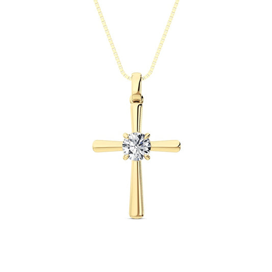 0.5CTW Round Shaped Lab Grown Diamond (F/VS) Necklace in 14K Yellow Gold