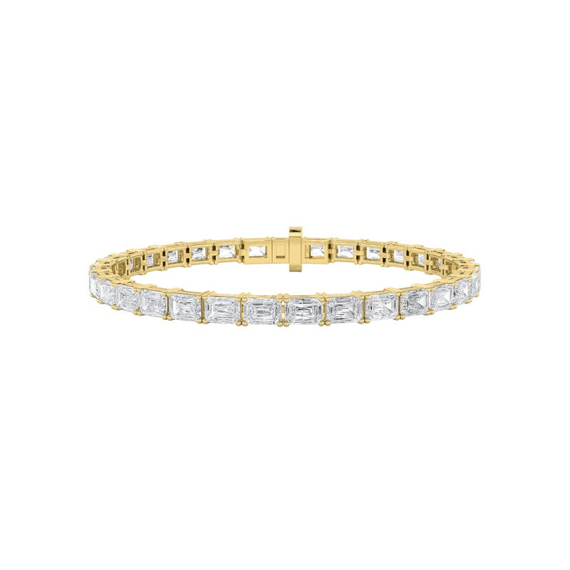 10CTW Emerald Shaped Lab Grown Diamond (F/VS) Bracelet in 14K White Gold