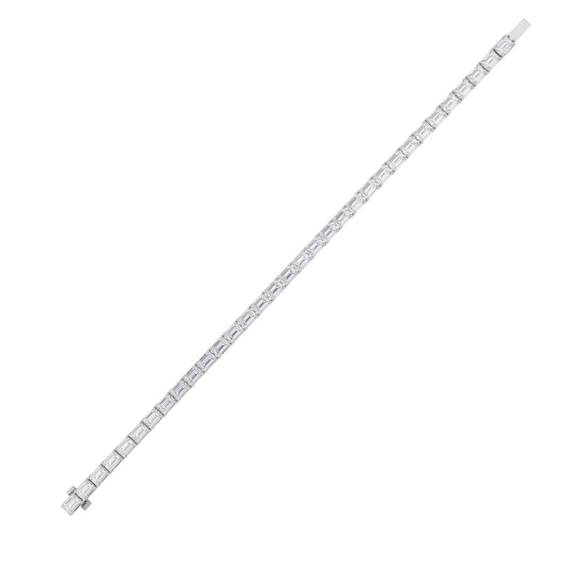 10CTW Emerald Shaped Lab Grown Diamond (F/VS) Bracelet in 14K White Gold