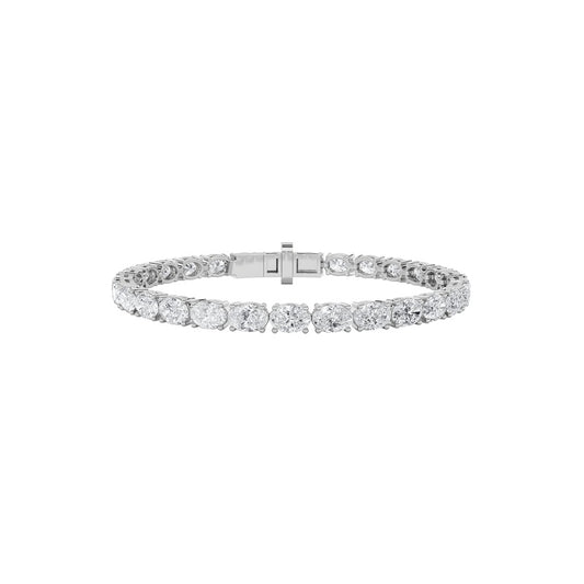 12CTW Oval Shaped Lab Grown Diamond (F/VS) Bracelet in 14K White Gold