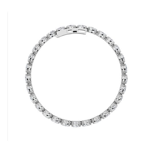 5CTW Oval Shaped Lab Grown Diamond (F/VS) Bracelet in 14K White Gold