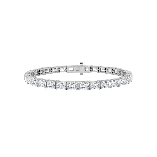10CTW Radiant Shaped Lab Grown Diamond (F/VS) Bracelet in 14K White Gold