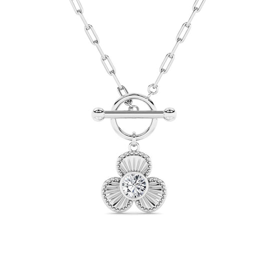 1CTW Round Shaped Lab Grown Diamond (F/VS) Necklace in 14K White Gold