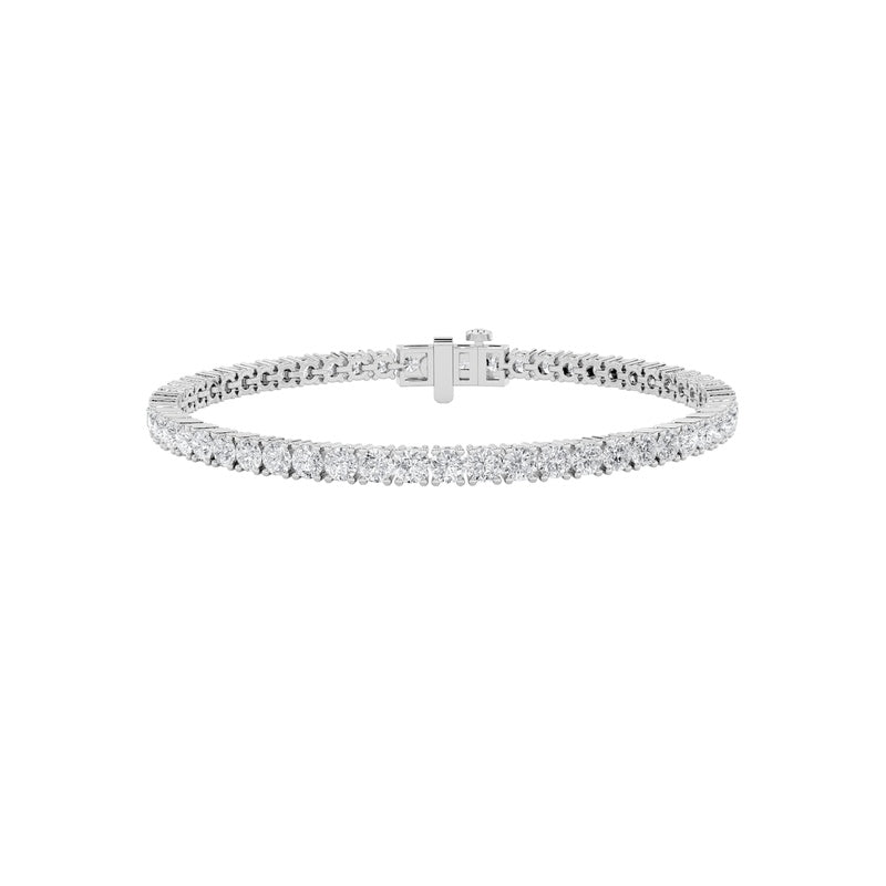 5 Cttw Four Prong Classic Tennis Bracelet in 14K White Gold Over Sterling Silver