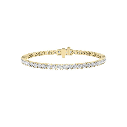 5 Cttw Four Prong Classic Tennis Bracelet in 14K Yellow Gold Over Sterling Silver
