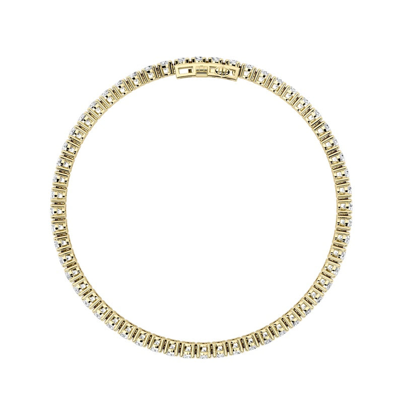 5 Cttw Four Prong Classic Tennis Bracelet in 14K Yellow Gold Over Sterling Silver