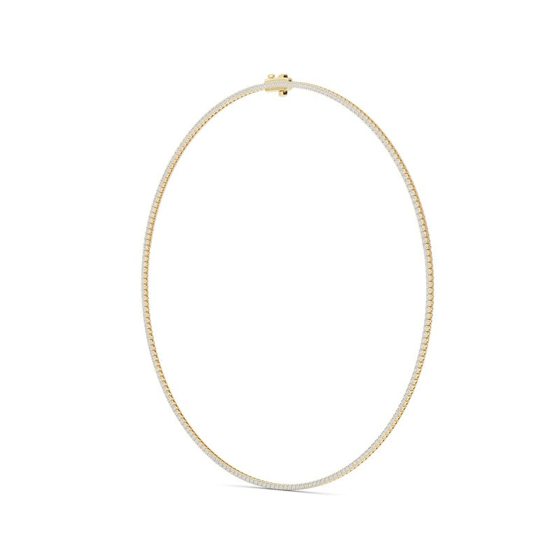 5 Cttw Round Brillinat Tennis Necklace in 14K Yellow Gold Over Sterling Silver