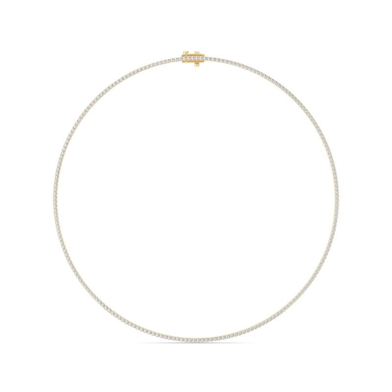 5 Cttw Round Brillinat Tennis Necklace in 14K Yellow Gold Over Sterling Silver