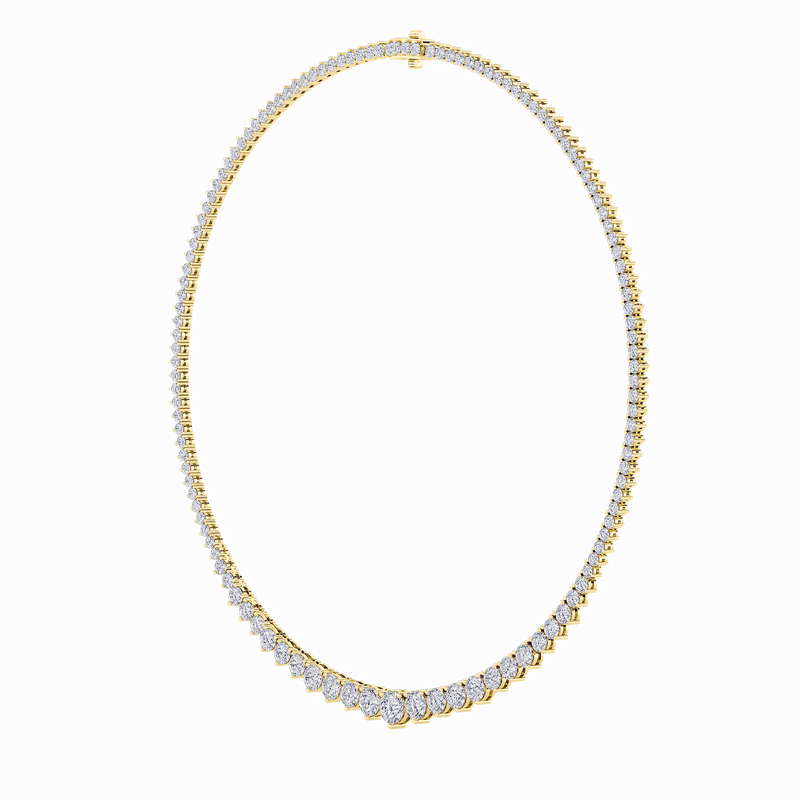 10 Cttw Graduated Tennis Necklace in 14K White Gold