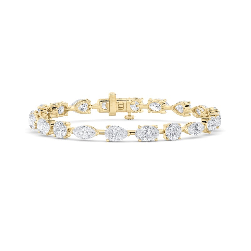 10CTW Mix Shaped Lab Grown Diamond East & West Bracelet in 14K Gold (F/VS)