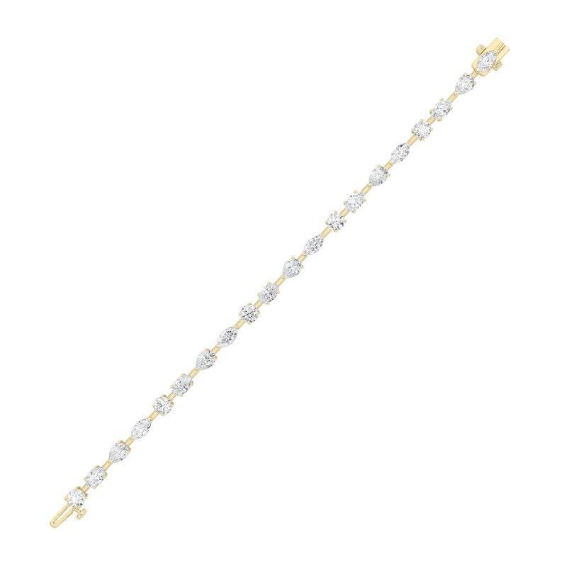 10CTW Mix Shaped Lab Grown Diamond East & West Bracelet in 14K Gold (F/VS)
