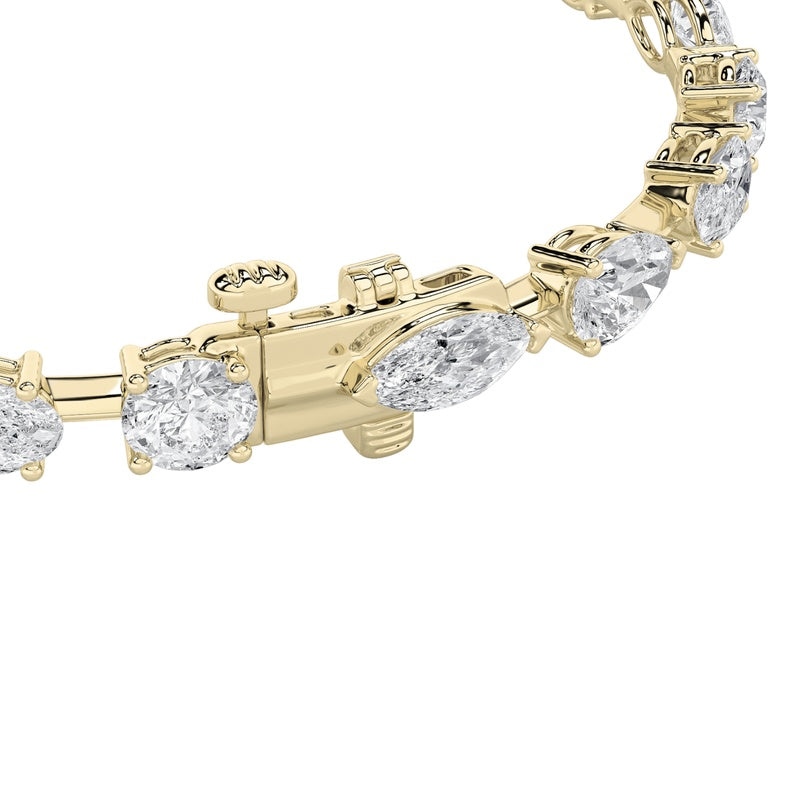 10CTW Mix Shaped Lab Grown Diamond East & West Bracelet in 14K Gold (F/VS)
