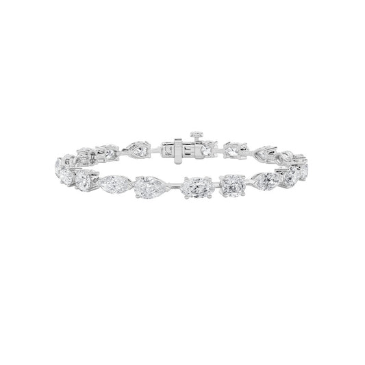 12CTW Mix Shaped Lab Grown Diamond East & West Bracelet in 14K Gold (F/VS)