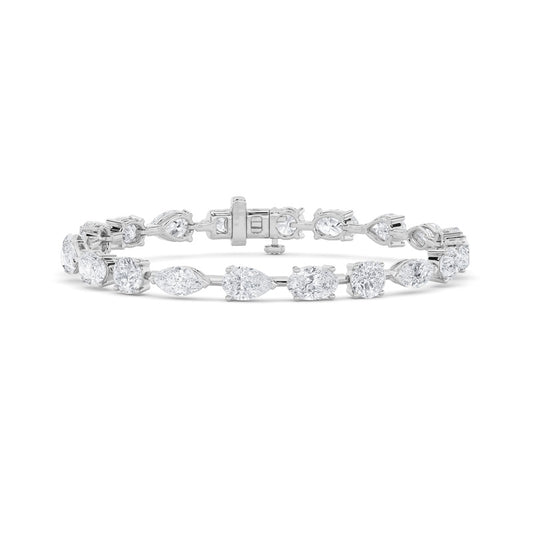 8CTW Mix Shaped Lab Grown Diamond East & West Bracelet in 14K Gold (F/VS)