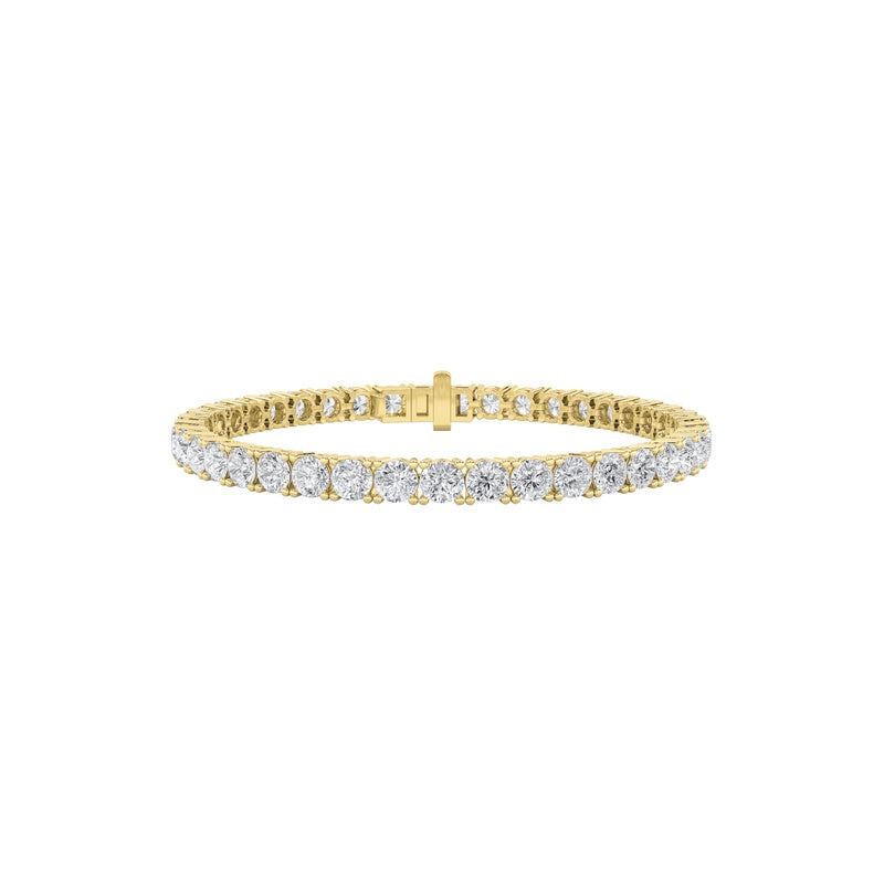 10CTW Round Shaped Lab Grown Diamond Tennis Bracelet in 14K Gold (F/VS)