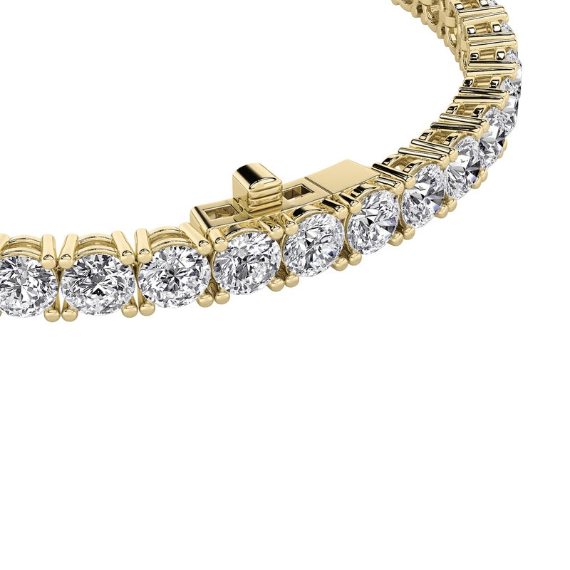 10CTW Round Shaped Lab Grown Diamond Tennis Bracelet in 14K Gold (F/VS)