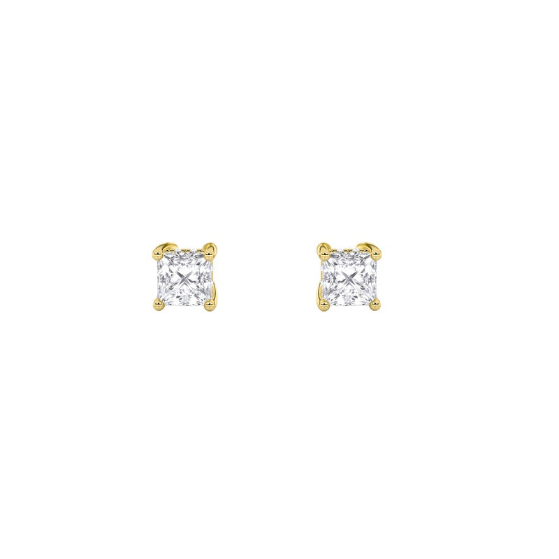 1.25CTW Princess Shaped Lab Grown Diamond (F/VS) Hidden Halo Stud Earrings in 14K Gold