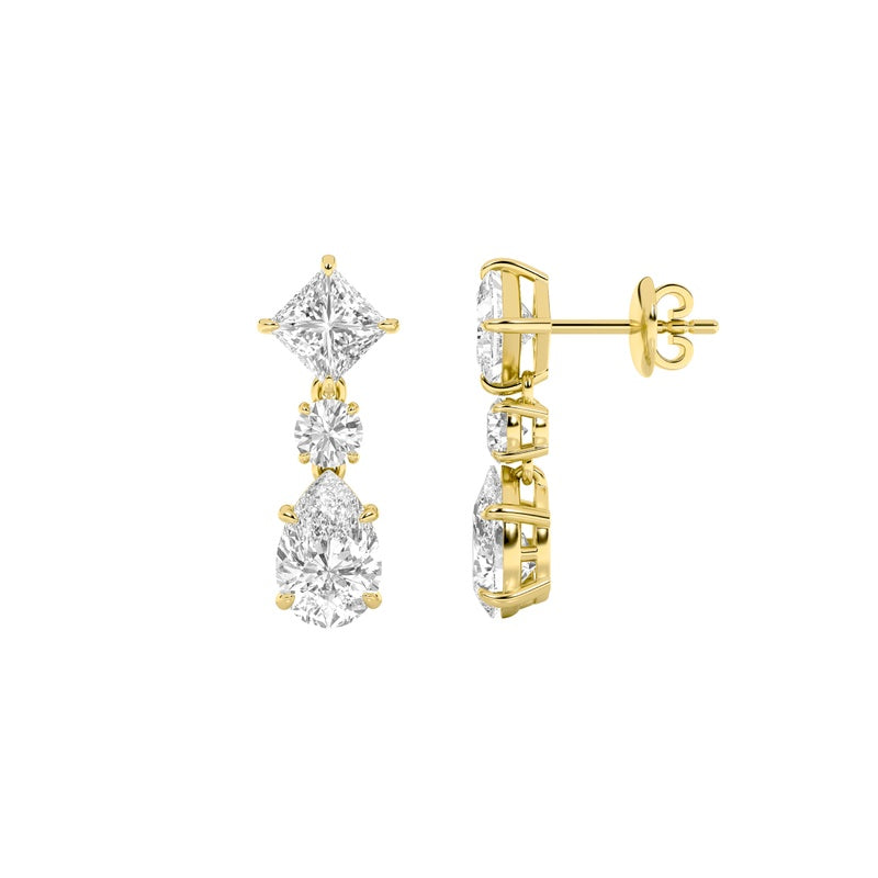 5.5CTW Pear Shaped Lab Grown Diamond (F/VS) Dangle Earrings in 14K Gold
