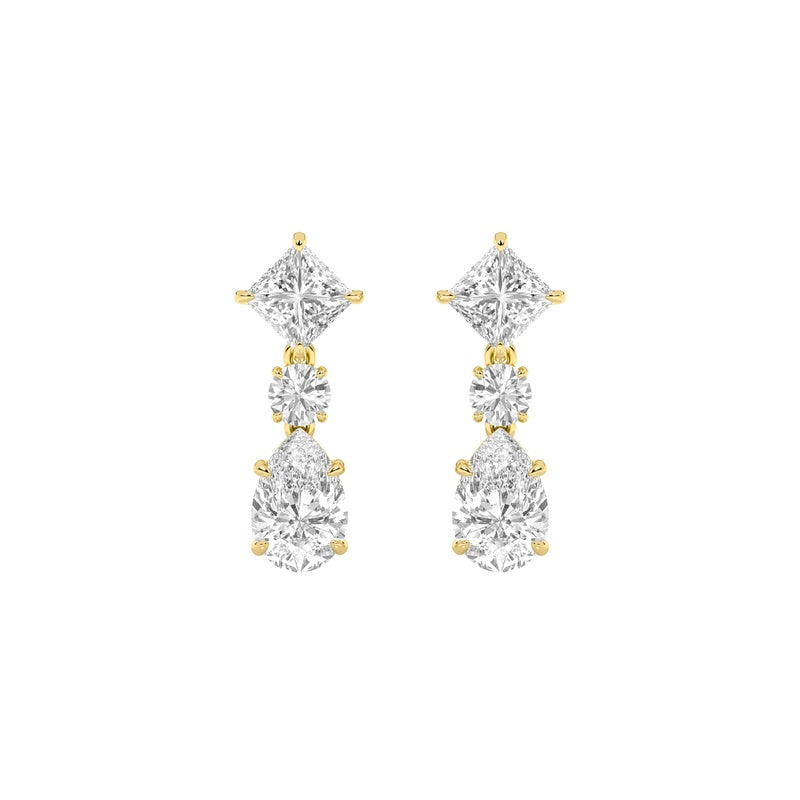 5.5CTW Pear Shaped Lab Grown Diamond (F/VS) Dangle Earrings in 14K Gold