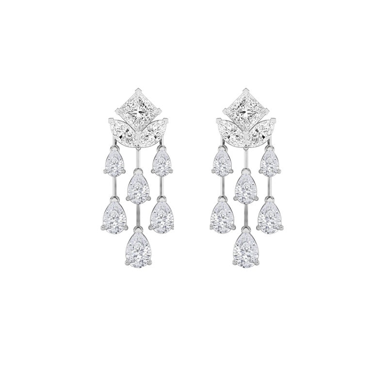 7CTW Princess Shaped Lab Grown Diamond (F/VS) Dangle Earrings in 14K Gold