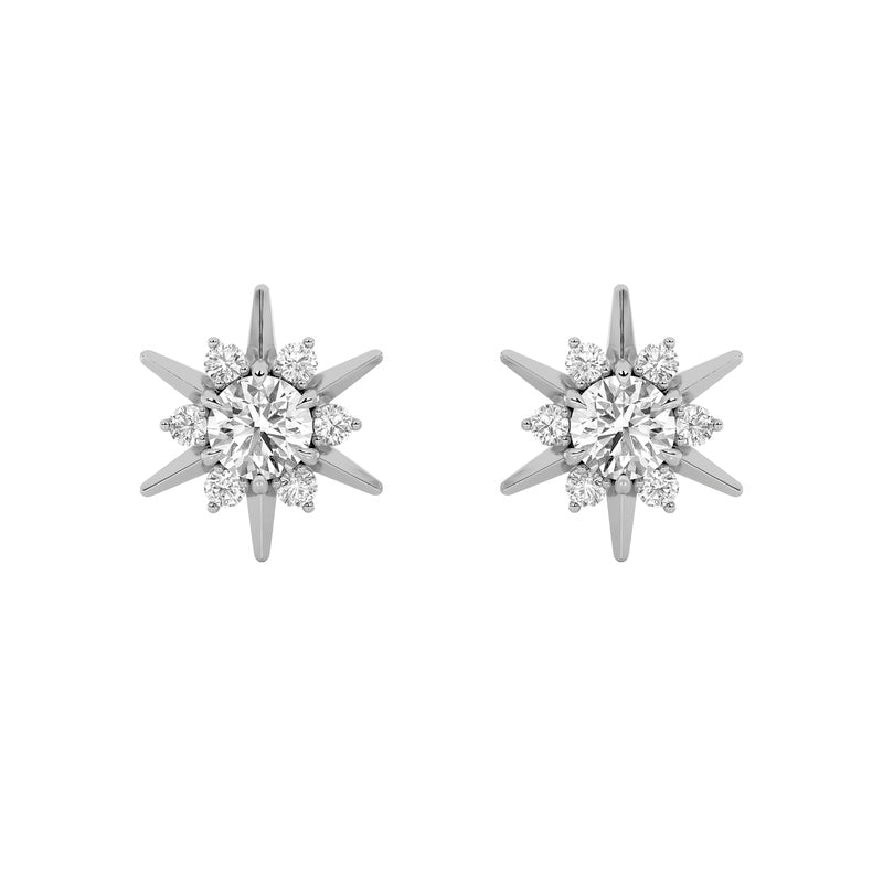 2CTW Round Shaped Lab Grown Diamond (F/VS) Astralis Earrings in 14K Gold