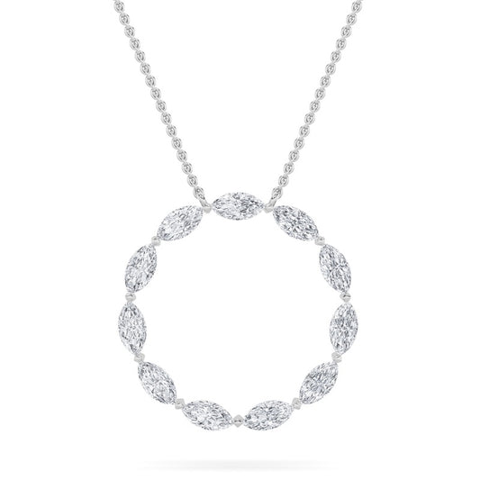 2.25CTW Marquise Shaped Lab Grown Diamond (F/VS) Circle Necklace in 14K Gold