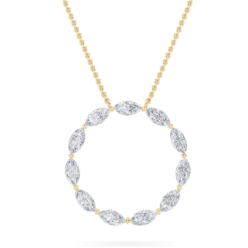 2.25CTW Marquise Shaped Lab Grown Diamond (F/VS) Circle Necklace in 14K Gold