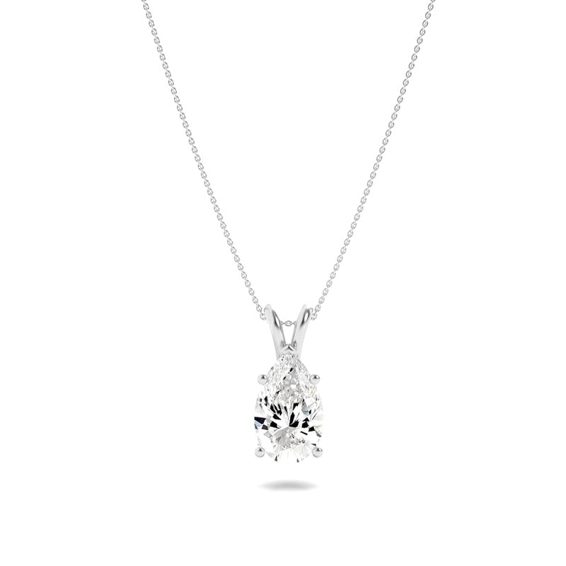 2CTW Pear Shaped Lab Grown Diamond (F/VS) Split Bale Solitaire Pendant in 14K Gold
